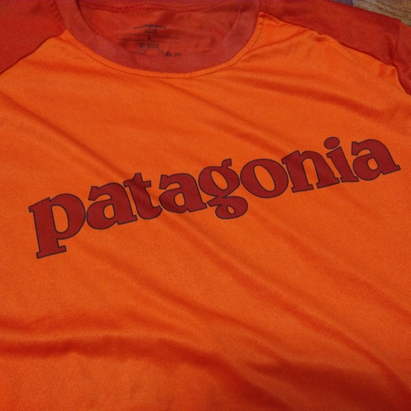 Patagonia Silkweight Long Sleeve Orange Tshirt Top Women's Medium - Picture 3 of 3